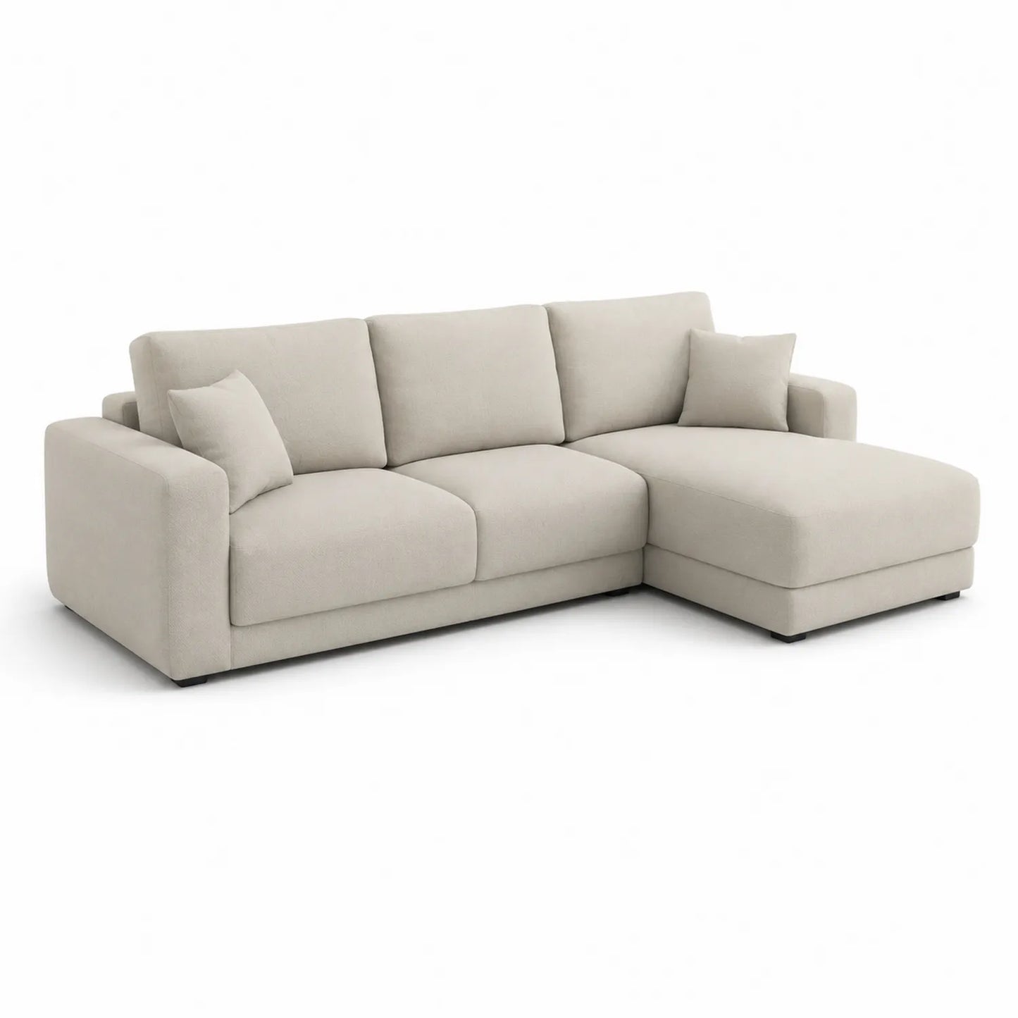 Ecksofa mit Ottomane Stoff Beige 295x160x85cm