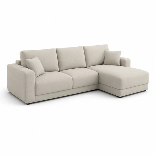 Ecksofa mit Ottomane Stoff Beige 295x160x85cm